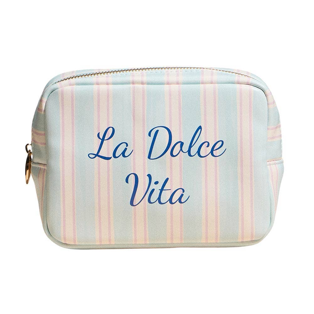 LA DOLCE VITA Striped Print Portable Cosmetic Pouch Bag