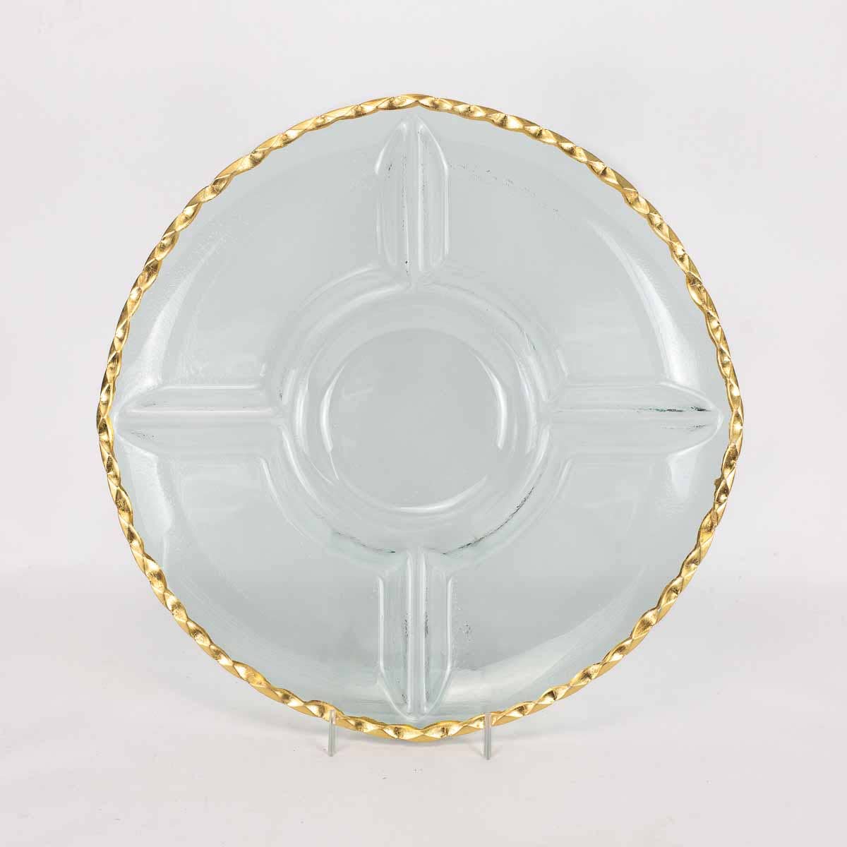 Cordova Chip and Dip Serving Tray Clear/Gold 13"