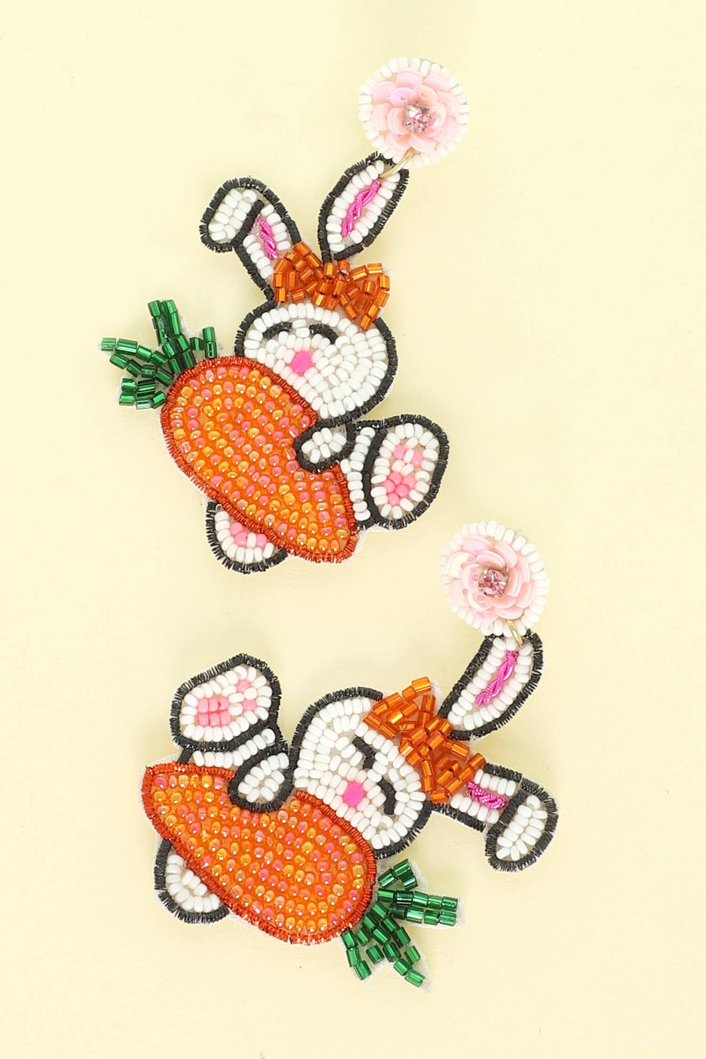 Easter Bunny Carrot Jeweled Post Earrings