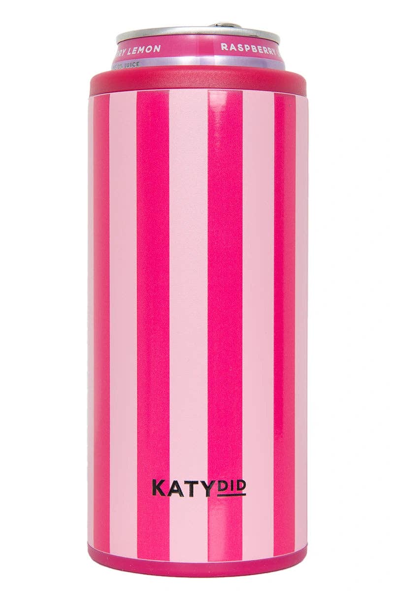 Pink and Hot Pink Striped Slim Can Cooler