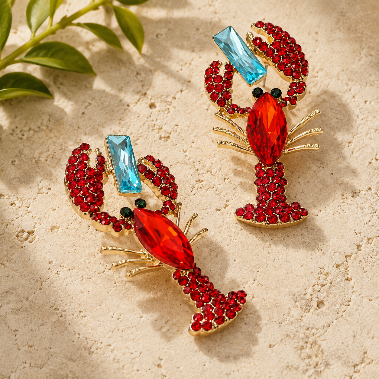 Rhinestone Crawfish Drop Earrings