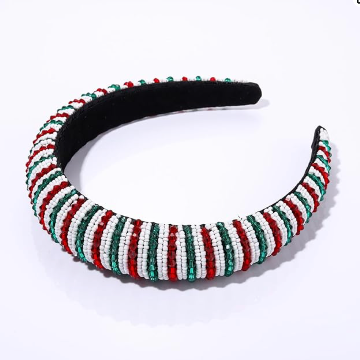 Festive Christmas Crystal Beaded Headband