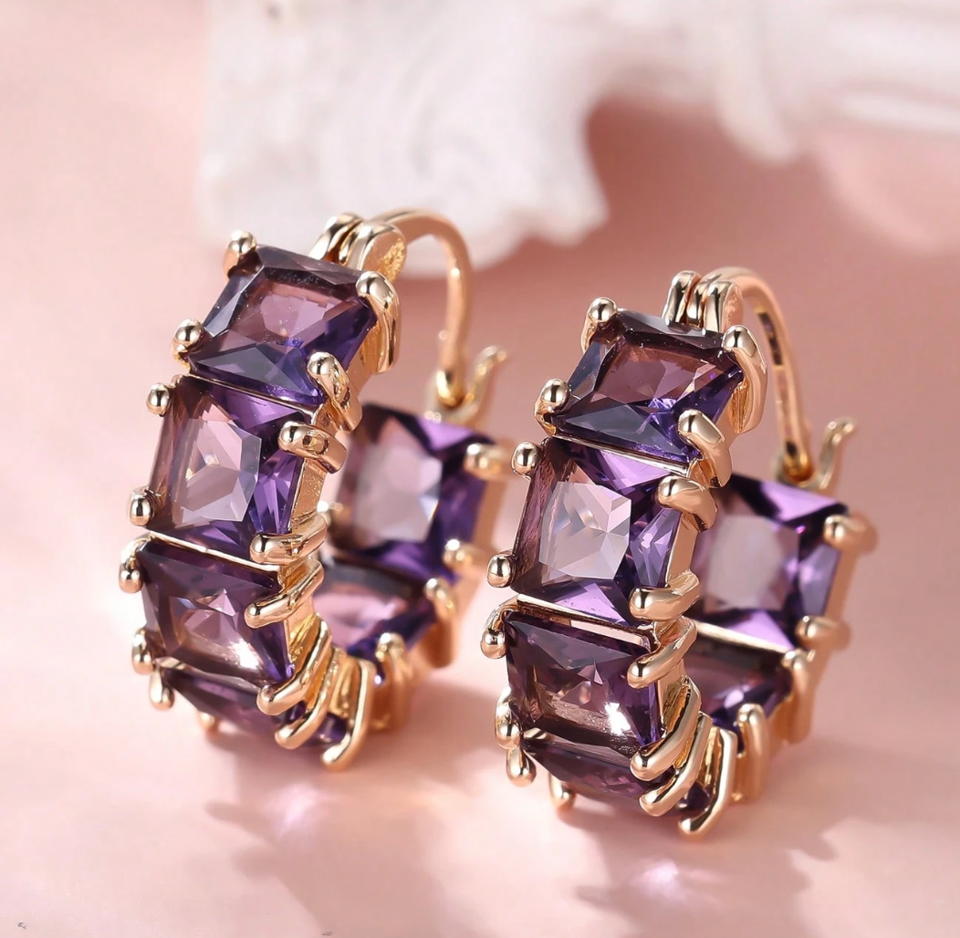 Gemstone Huggie Hoop Earrings – Multiple Colors