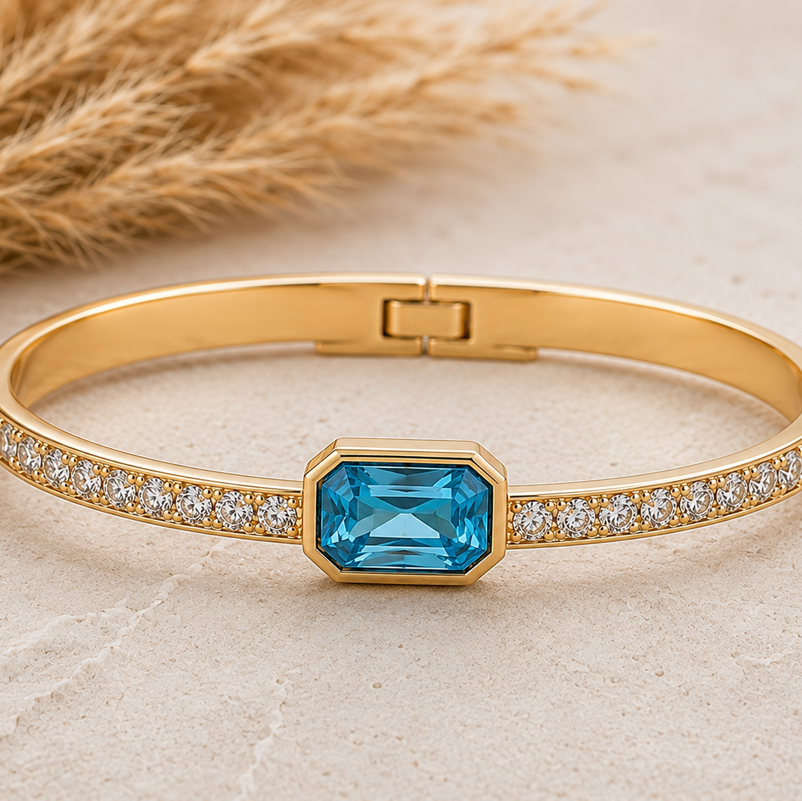 Blue Topaz Crystal Cuff Bracelet