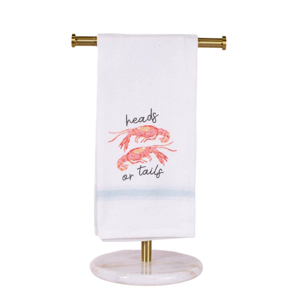 Heads or Tails Hand Towel White/Ice/Slate 20x28