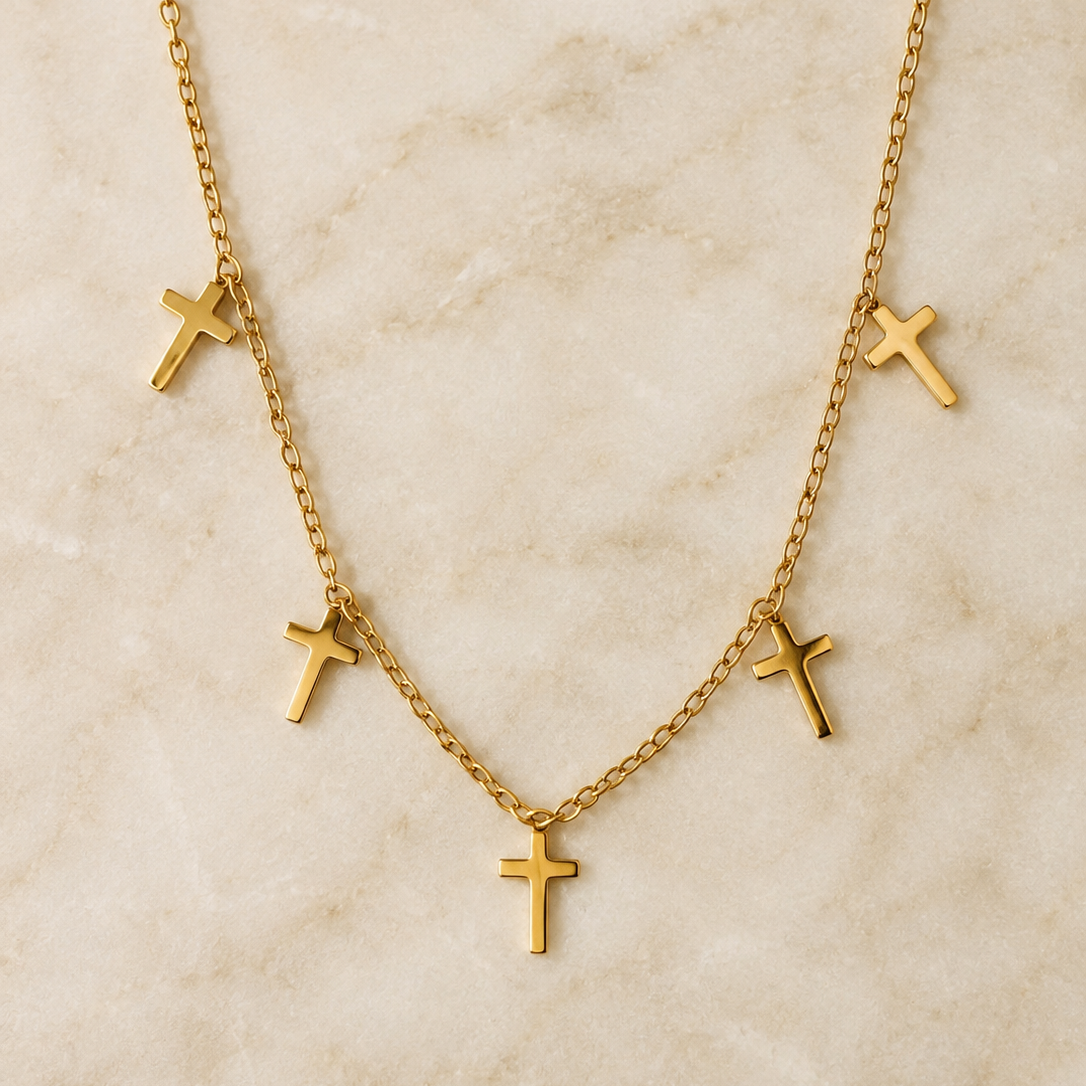Gold Cross Charm Necklace