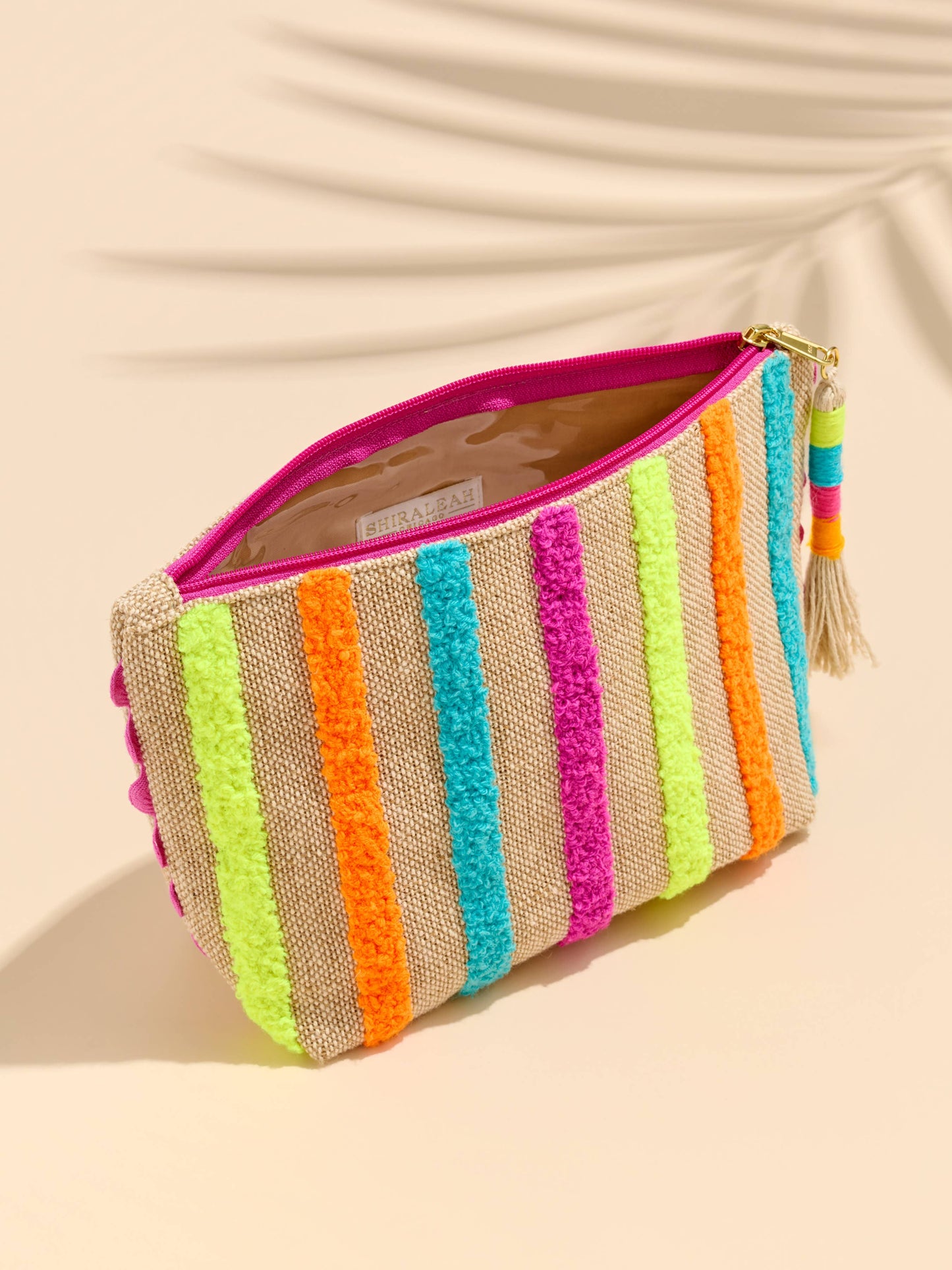 SUMMER STRIPES ZIP POUCH,NATURAL