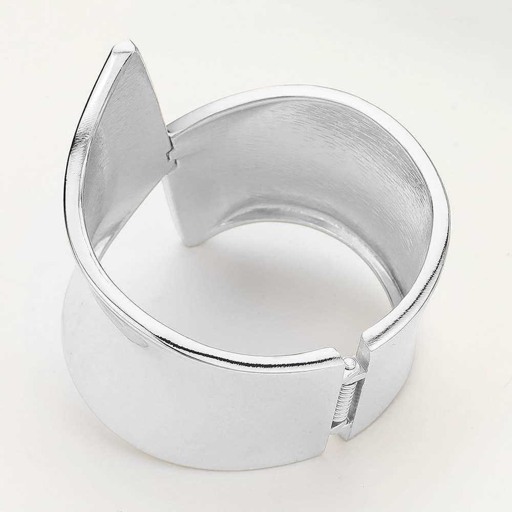 Metal Geometric Wide Hinged Bangle Bracelet