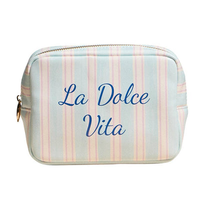 LA DOLCE VITA Striped Print Portable Cosmetic Pouch Bag
