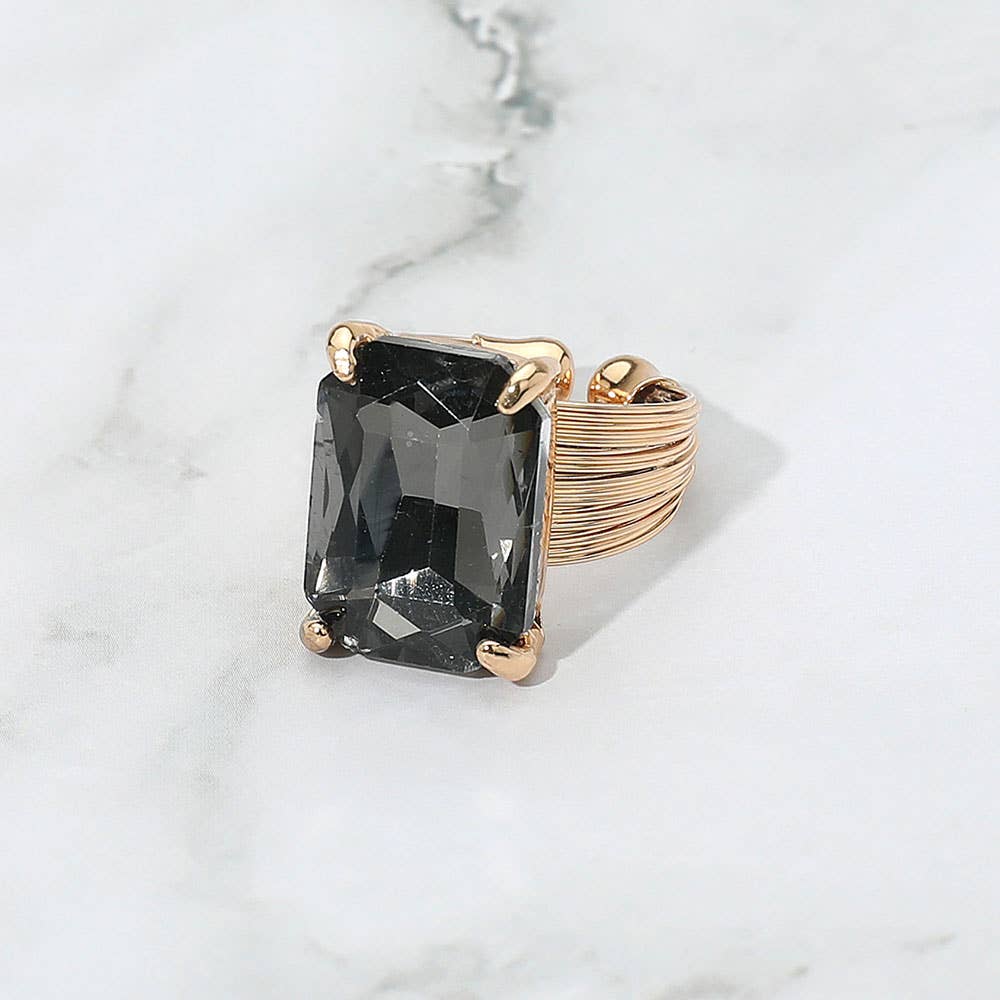 Emerald Cut Stone Adjustable Ring