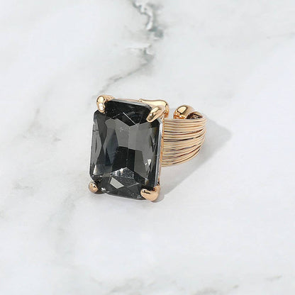 Emerald Cut Stone Adjustable Ring
