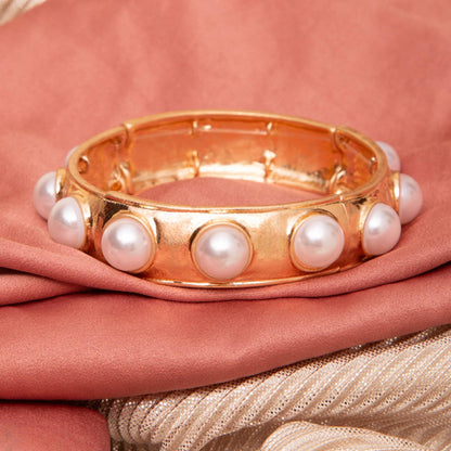 Pearl Embellished Stretch Bangle Bracelet