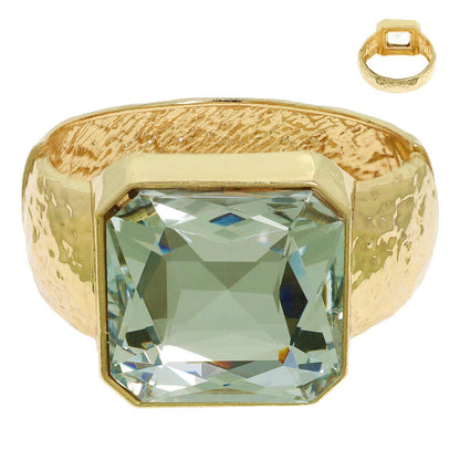 Gemstone Hammered Metal Hinge Bangle Bracelet