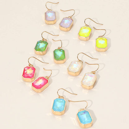 Iridescent Faceted Drop Dangle Earrings