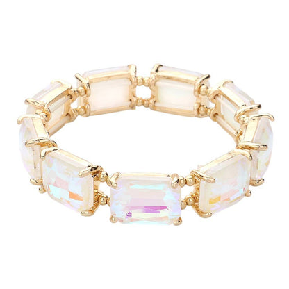 Emerald Cut Stone Stretch Evening Bracelet