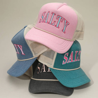 SALTY Message Embroidered Mesh Back Trucker Hat