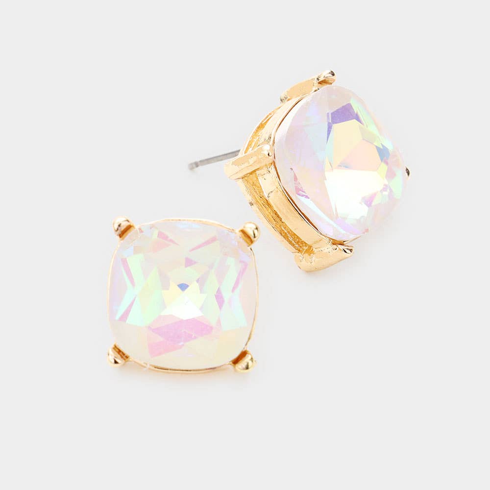 Square Stone Stud Earrings