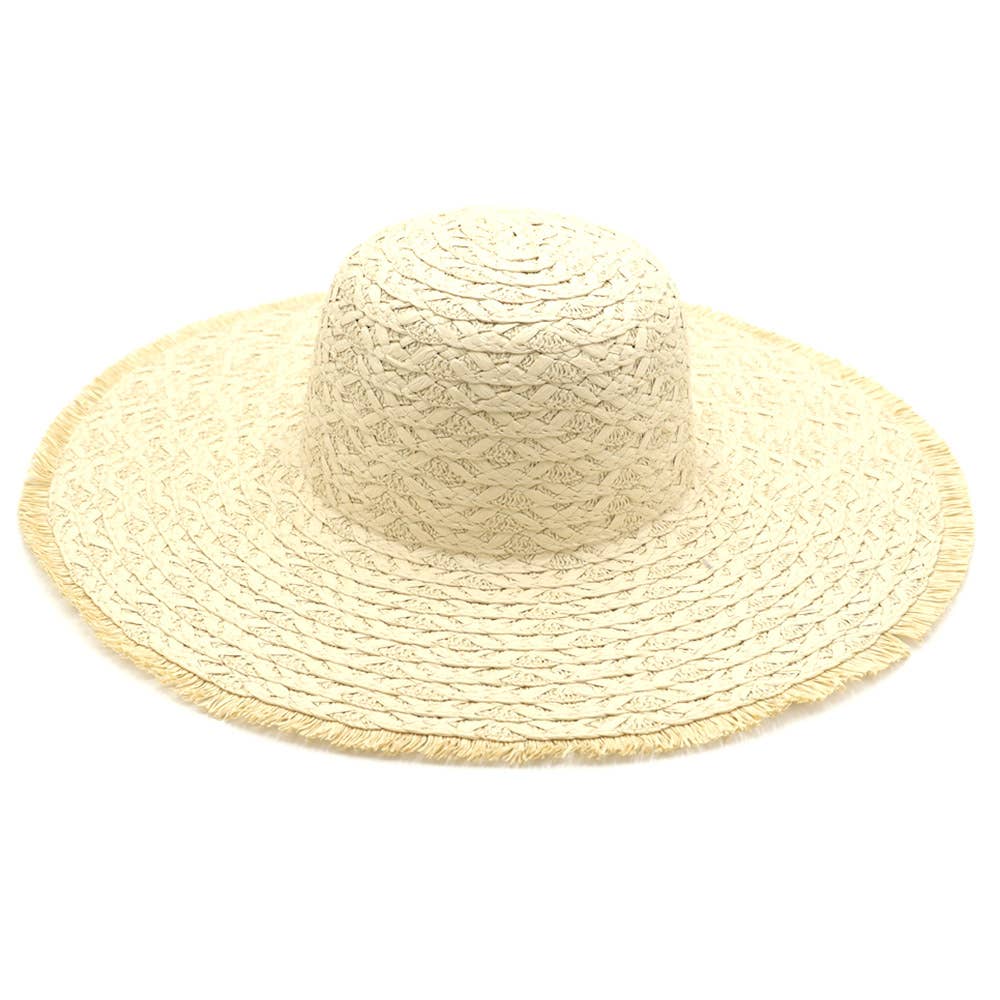 Trim Detailed Solid Straw Sun Hat