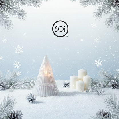 Winter Wonderland White Glass Tree Candle 9oz