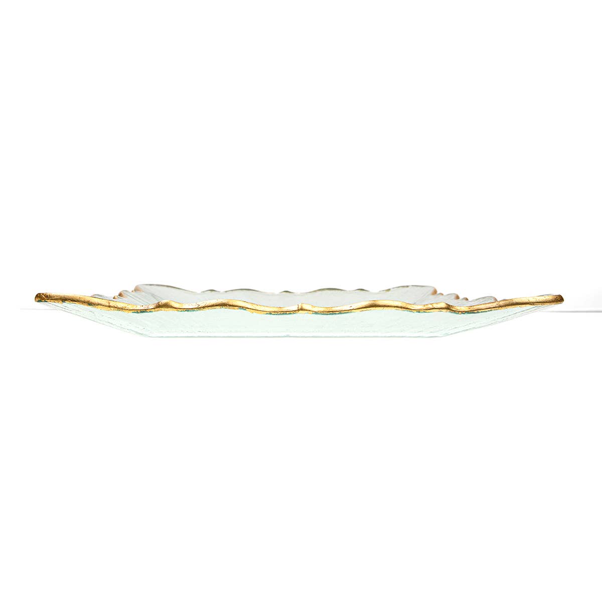 Chateau Square Serving Platter   Clear/Gold   12.8x1.2x12.8