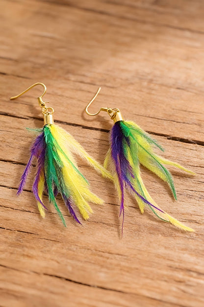 Color Block Feather Tassel Drop Festive Casual Earrings