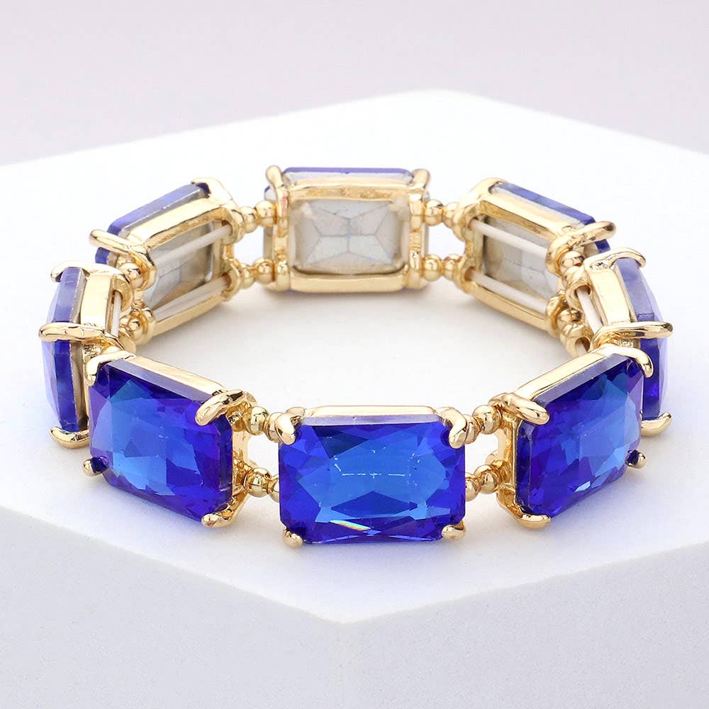 Emerald Cut Stone Stretch Evening Bracelet