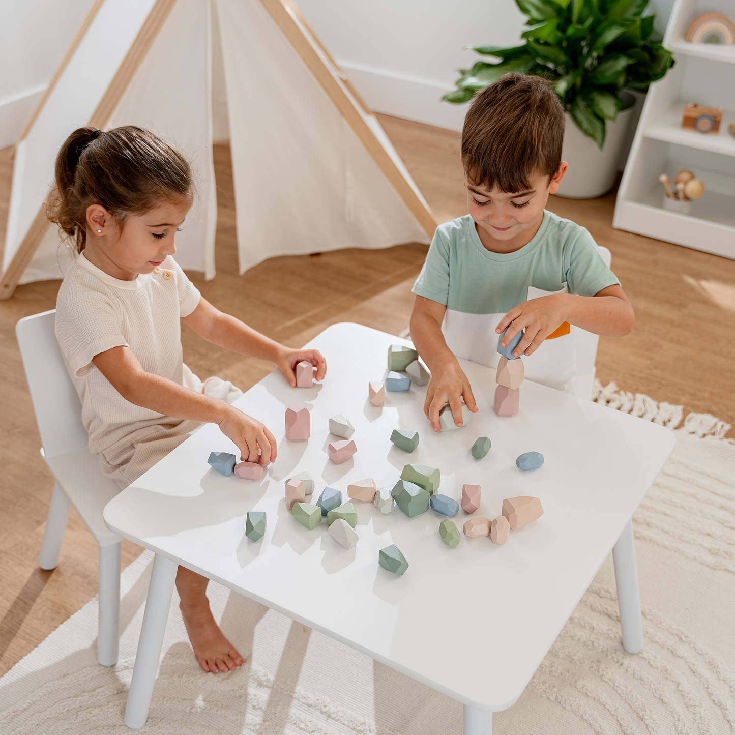 Stacking Rocks, 36 pcs Wooden Stacking Stones by Comfy Cubs
