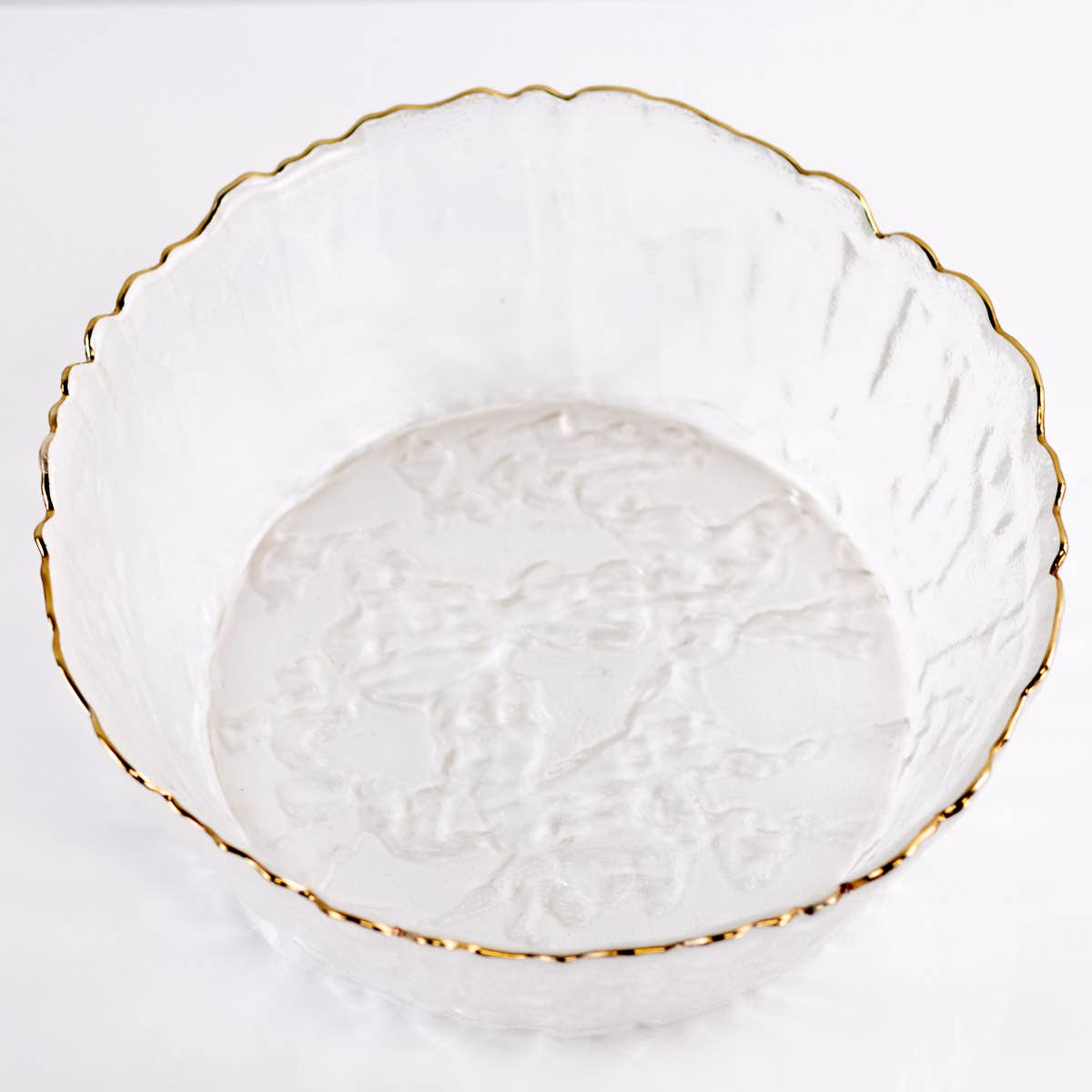 Marguerite Glass Serving Bowl   Clear/Gold   8x3.5x8