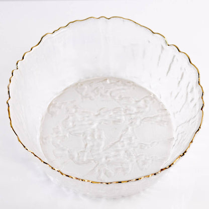 Marguerite Glass Serving Bowl   Clear/Gold   8x3.5x8