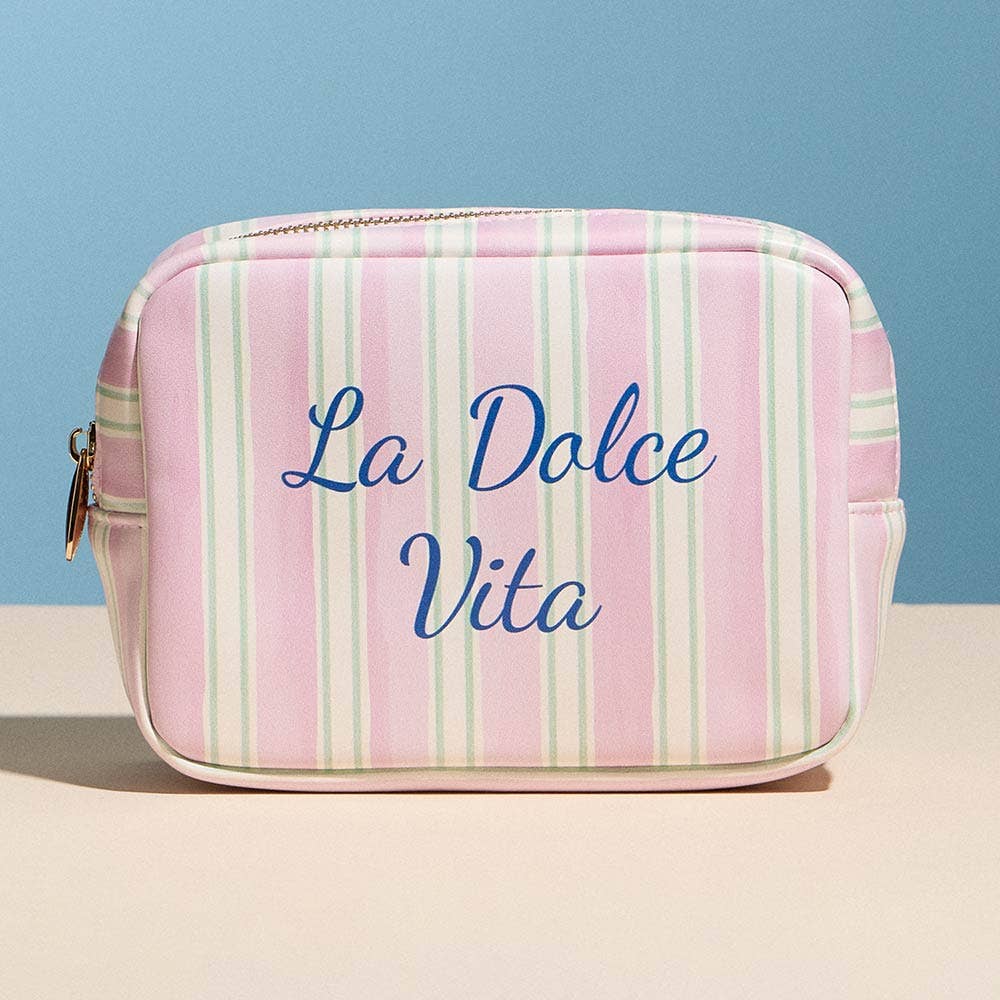 LA DOLCE VITA Striped Print Portable Cosmetic Pouch Bag