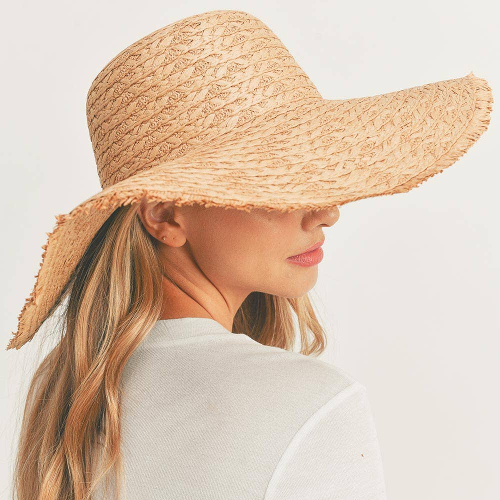 Trim Detailed Solid Straw Sun Hat