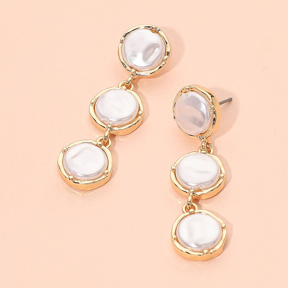 Triple Pearl Cluster Drop Earrings