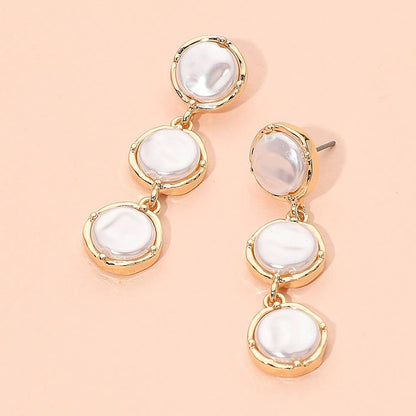 Triple Pearl Cluster Drop Earrings