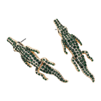 Stone Paved Crocodile/Alligator Earrings