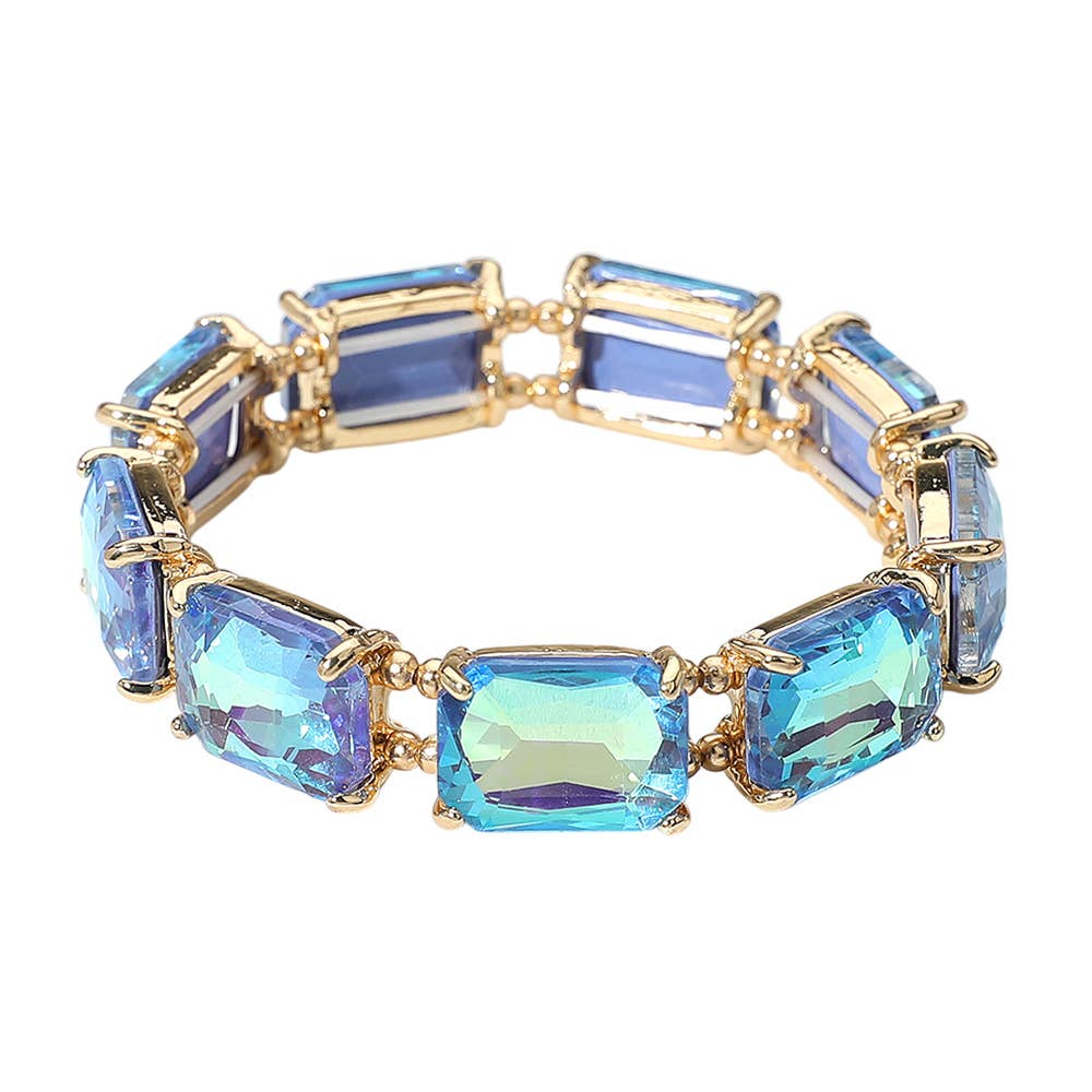 Emerald Cut Stone Stretch Evening Bracelet