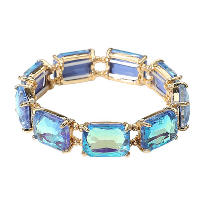 Emerald Cut Stone Stretch Evening Bracelet