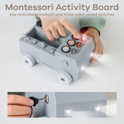 Busy Board Truck Toy Set with LED Light Switch for Kids 3+