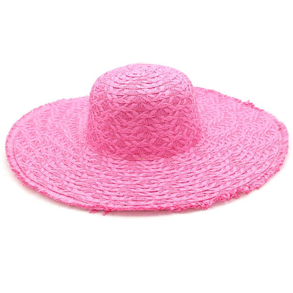 Trim Detailed Solid Straw Sun Hat