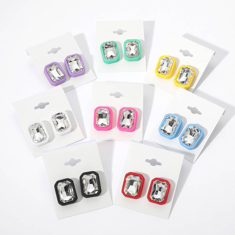 Rectangle Stone Stud Earrings