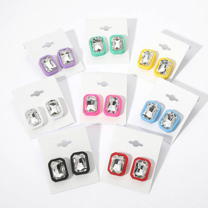 Rectangle Stone Stud Earrings