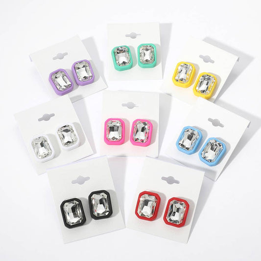 Rectangle Stone Stud Earrings
