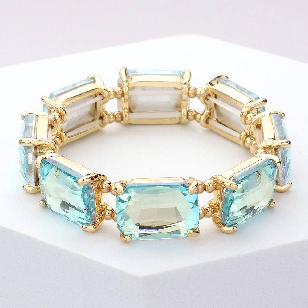 Emerald Cut Stone Stretch Evening Bracelet