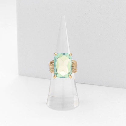 Emerald Cut Stone Adjustable Ring