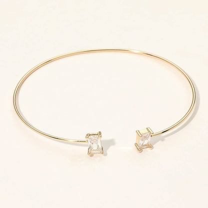 SECRET BOX_Minimal Rectangular Stone Cluster Tip Cuff Bracelet