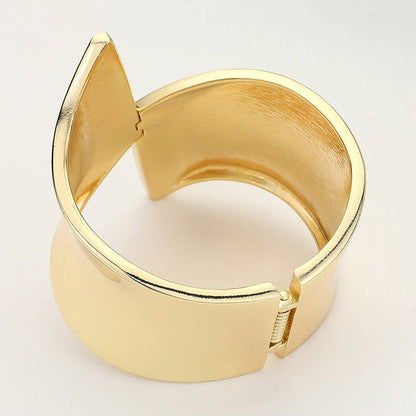Metal Geometric Wide Hinged Bangle Bracelet