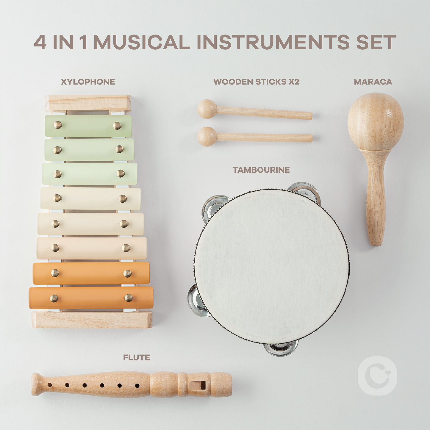 Kids Musical Instruments Set, Montessori Toys by Comfy Cubs