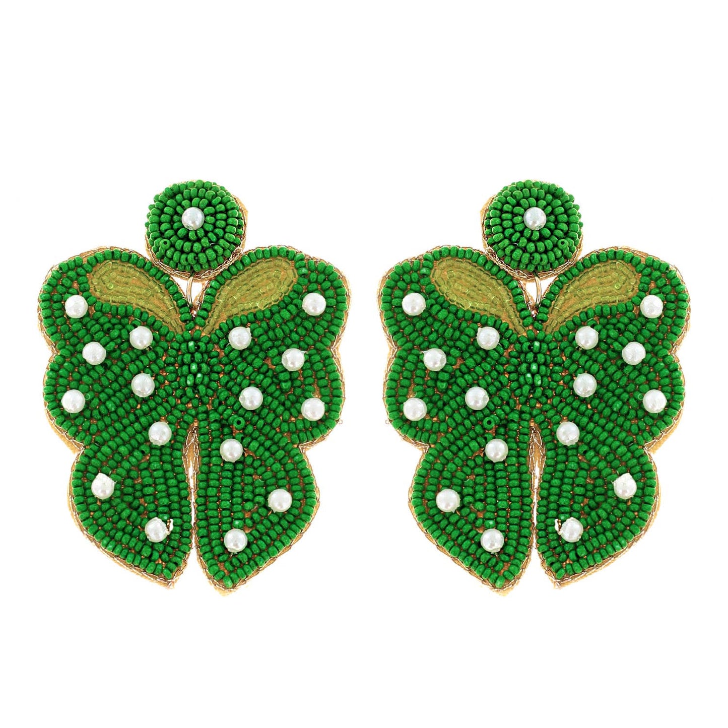 2-Tier Pearl Butterfly Shaped Beaded Earrings