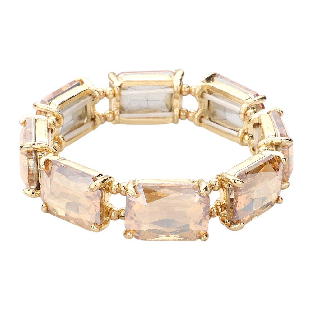 Emerald Cut Stone Stretch Evening Bracelet