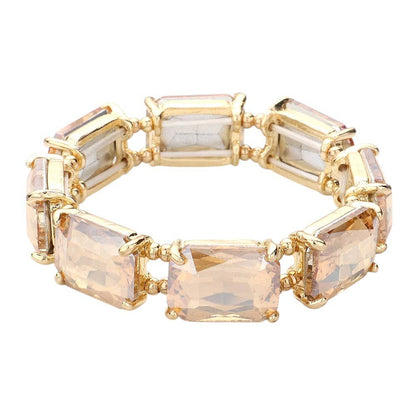 Emerald Cut Stone Stretch Evening Bracelet