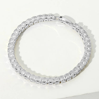 Square CZ Stone Tennis Chain Evening Bracelet